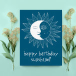 Carte Postale Joyeux soleil et lune HEUREUX anniversaire PERSONN<br><div class="desc">Ajoutez votre propre texte à l'avant et à l'arrière,  ou modifiez les couleurs. Jetez un oeil à mon magasin pour plus !</div>