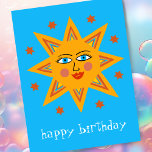 Carte Postale Joyeux soleil JOYEUX ANNIVERSAIRE PERSONNALISÉ<br><div class="desc">Ajoutez votre propre texte à l'avant et à l'arrière,  ou modifiez les couleurs. Jetez un oeil à mon magasin pour plus !</div>