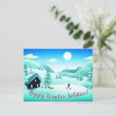 Carte Postale Joyeux Solstice d'hiver ! Snowman Scenery Personna (Debout devant)