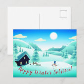 Carte Postale Joyeux Solstice d'hiver ! Snowman Scenery Personna (Devant / Derrière)