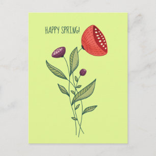 Carte Postale Joyeux Spring Flower Line Art