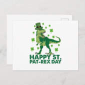 Carte Postale Joyeux St Pat T-Rex Saint Patrick's Day Dinosaur (Devant / Derrière)