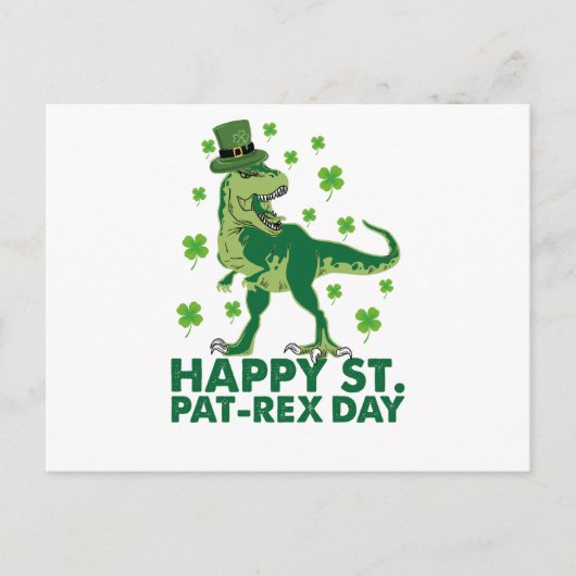 Carte Postale Joyeux St Pat T-Rex Saint Patrick's Day Dinosaur (Devant)
