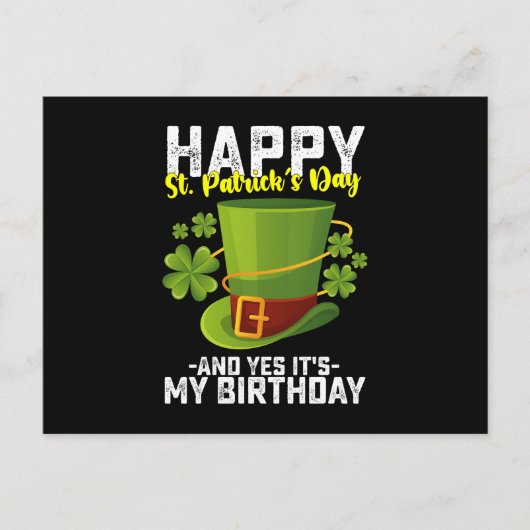 Carte Postale Joyeux St Patrick Et Oui C'est Mon Anniversaire (Devant)