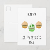 Carte Postale Joyeux St. Patrick muffins et trèfle (Devant / Derrière)