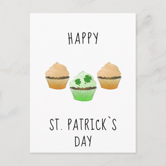 Carte Postale Joyeux St. Patrick muffins et trèfle (Devant)