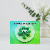 Carte Postale Joyeux St. Patrick's Day 4 Leaf Clover Cookie (Debout devant)