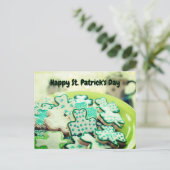 Carte Postale Joyeux St. Patrick's Day 4 Leaf Clover Cookies (Debout devant)