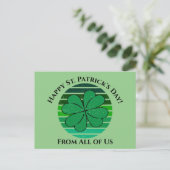Carte Postale Joyeux St. Patrick's Day Irlandais 4 feuille Clove (Debout devant)