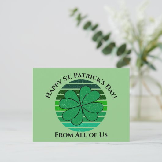 Carte Postale Joyeux St. Patrick's Day Irlandais 4 feuille Clove (Debout devant)