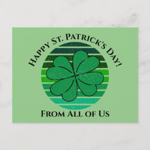 Carte Postale Joyeux St. Patrick's Day Irlandais 4 feuille Clove