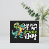 Carte Postale Joyeux St Patrick's Day Pat T Rex Dinosaur (Debout devant)