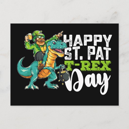Carte Postale Joyeux St Patrick's Day Pat T Rex Dinosaur (Devant)