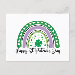 Carte Postale Joyeux St Patrick's Day Retro Shamrock Rainbow