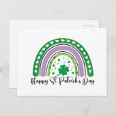Carte Postale Joyeux St Patrick's Day Retro Shamrock Rainbow (Devant / Derrière)