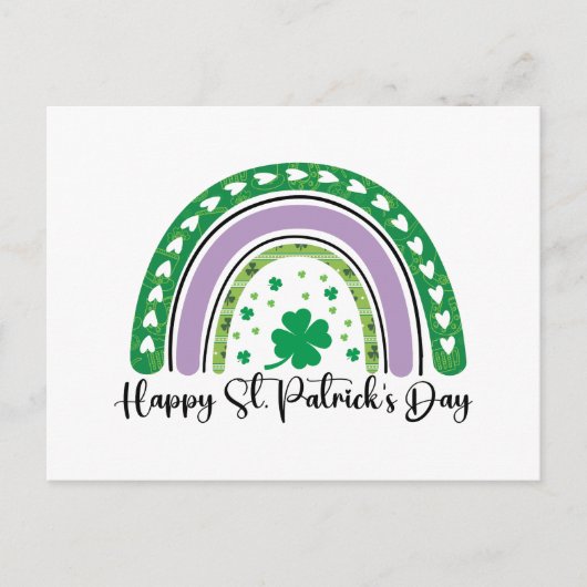 Carte Postale Joyeux St Patrick's Day Retro Shamrock Rainbow (Devant)