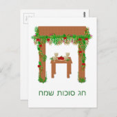 Carte Postale Joyeux Sukkot, Personnalisé (Devant / Derrière)