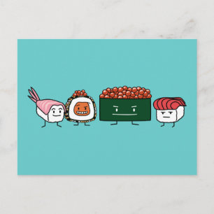Carte Postale Joyeux Sushi Rolls Nourriture japonaise