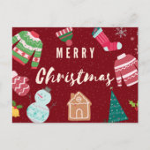 Carte Postale Joyeux Sweaters à nappes, Snowman, Arbre (Devant)