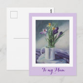 Carte Postale Joyeux tableau de fleurs de crocus violet de la fê (Devant / Derrière)