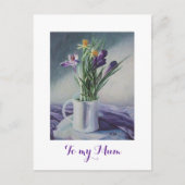 Carte Postale Joyeux tableau de fleurs de crocus violet de la fê (Devant)
