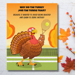 Carte Postale Joyeux Tennis de Thanksgiving énigme de dinde