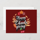 Carte Postale Joyeux Thanksgiving Automne (Devant / Derrière)