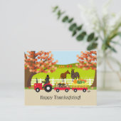 Carte Postale Joyeux Thanksgiving Black Labrador Tracteur (Debout devant)