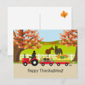Carte Postale Joyeux Thanksgiving Black Labrador Tracteur (Devant / Derrière)