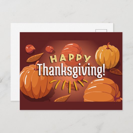 Carte Postale Joyeux Thanksgiving CITROUILLES (Devant / Derrière)