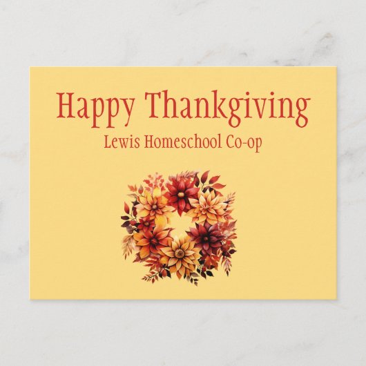 Carte Postale Joyeux Thanksgiving de Homeschool Co op (Devant)