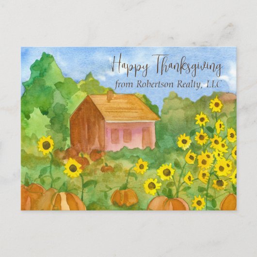 Carte Postale Joyeux Thanksgiving de Realtor House Sunflowers  (Devant)