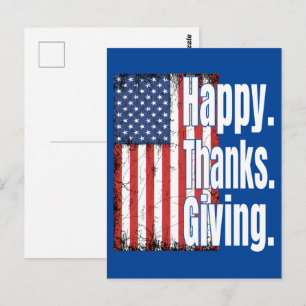 Carte Postale Joyeux Thanksgiving Drapeau Américain