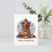 Carte Postale Joyeux Thanksgiving Golden Retriever Chien (Debout devant)