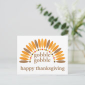 Carte Postale Joyeux Thanksgiving Jolies Plumes de Dinde Caquett (Debout devant)