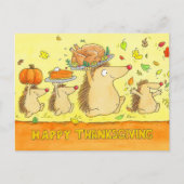 Carte Postale Joyeux Thanksgiving Mignons Hérissons de Dessin An (Devant)