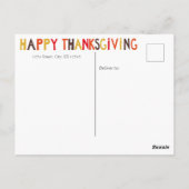 Carte Postale Joyeux Thanksgiving personnalisé ! (Dos)