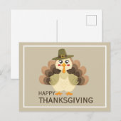 Carte Postale Joyeux Thanksgiving Simple Mignon Dinde Drôle (Devant / Derrière)