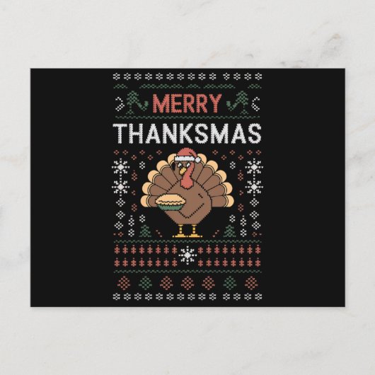 Carte Postale Joyeux Thanksmans Noël Thanksgiving Turquie (Devant)