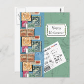 Carte Postale Joyeux timbres de retraite du monde (Devant / Derrière)