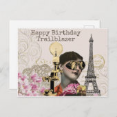 Carte Postale Joyeux Trailblazer Anniversaire Steampunk Vintage (Devant / Derrière)