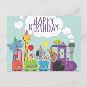 Carte Postale Joyeux train d'anniversaire