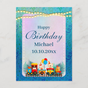 Carte Postale Joyeux Train D'Anniversaire Avec De Beaux Souhaits