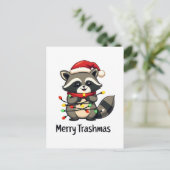 Carte Postale Joyeux Trashmas Funny Raccoon Noël (Debout devant)
