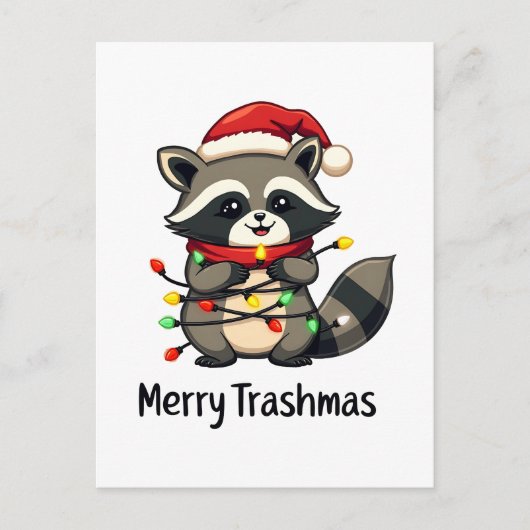 Carte Postale Joyeux Trashmas Funny Raccoon Noël (Devant)