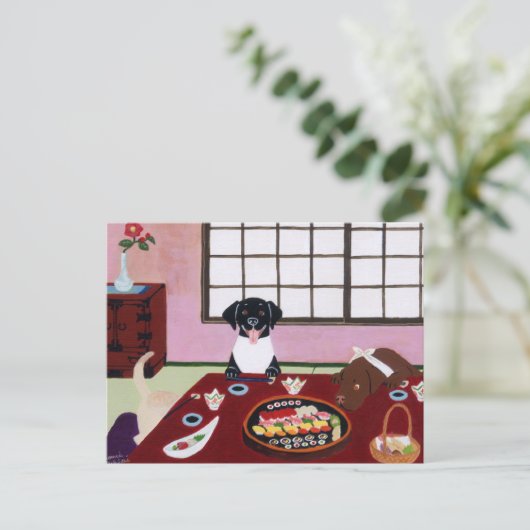 Carte Postale Joyeux travail du parti Sushi (Debout devant)