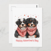 Carte Postale Joyeux Valentin Chiens de montagne bernois (Devant / Derrière)
