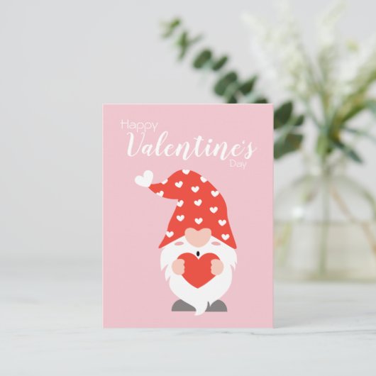 Carte Postale Joyeux Valentin Gnomes Rouge Rose (Debout devant)