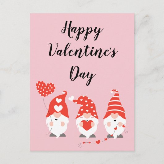 Carte Postale Joyeux Valentin Gnomes Rouge Rose (Devant)