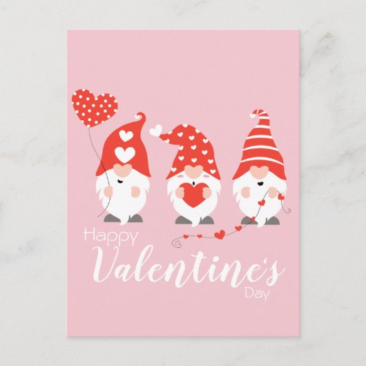 Carte Postale Joyeux Valentin Gnomes Rouge Rose (Devant)